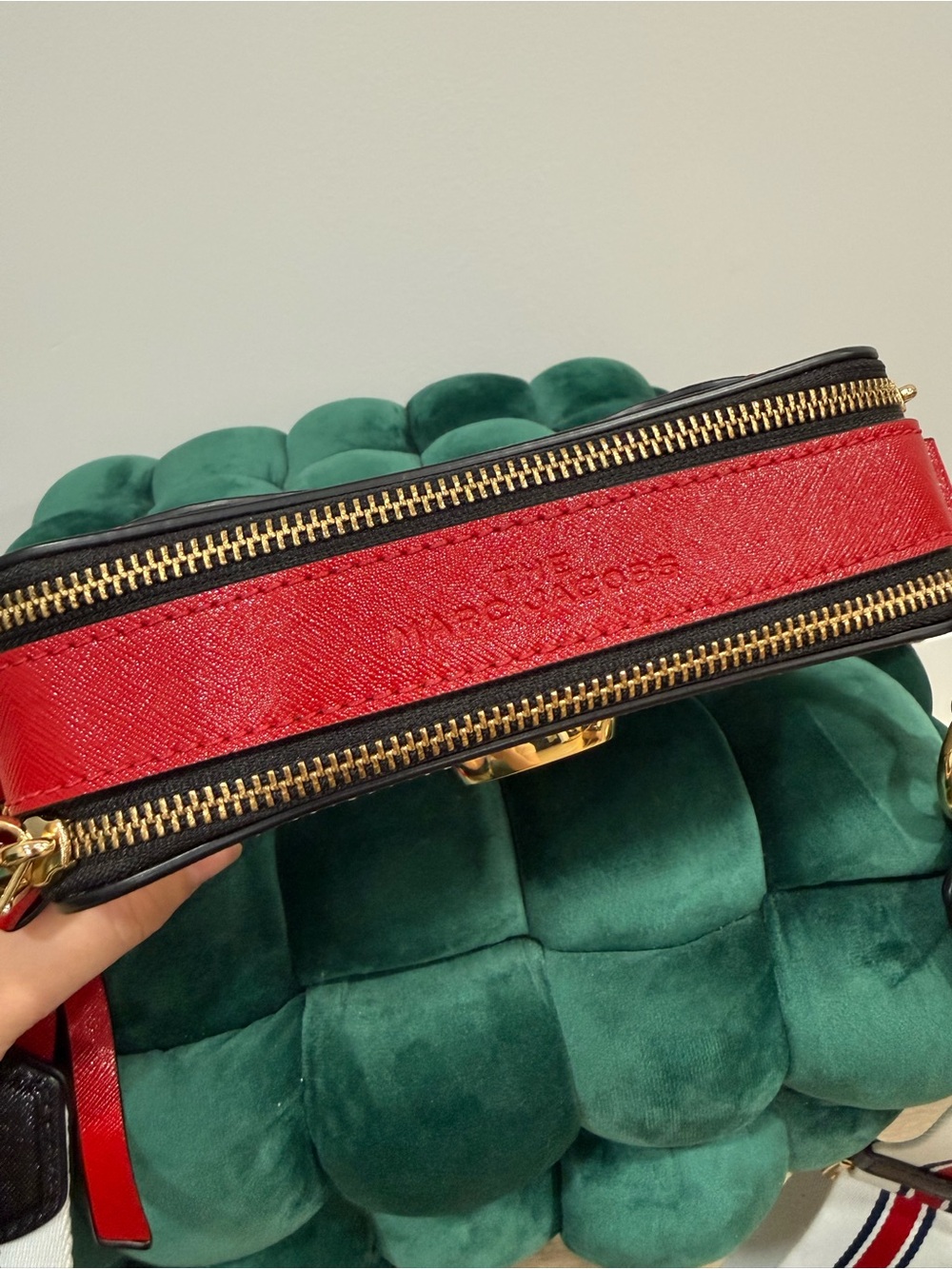 Marc Jacobs Cream Snapshot Crossbody with Red, White & Blue Strap - Picture 11 of 12